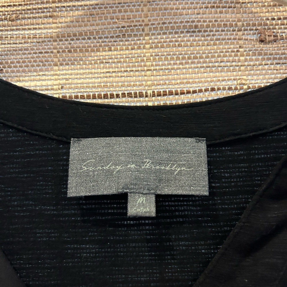 Anthropologie Black & Pink Sleeveless Blouse Sunday in Brooklyn Women’s Medium - Picture 4 of 6